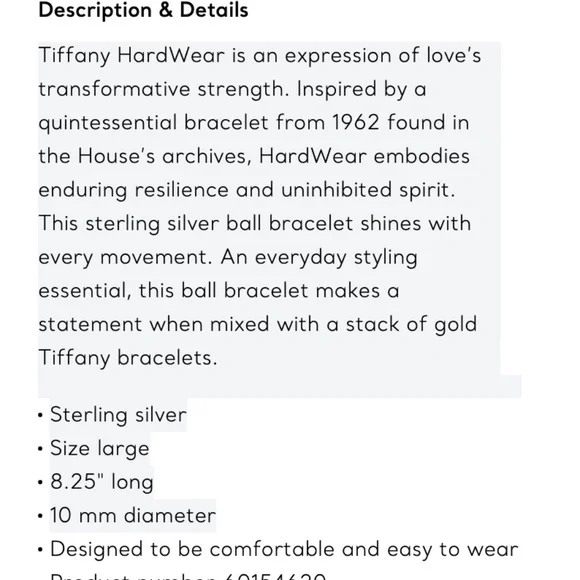 Tiffany & Co Hardware Bead Bracelet in Sterling Silver 10 mm 8.25 length - Picture 12 of 12